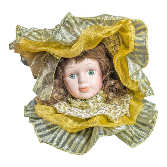 Victorian Style Porcelain Doll Head Ornament Hand Painted Dan Dee Collection - Picture 2 of 11